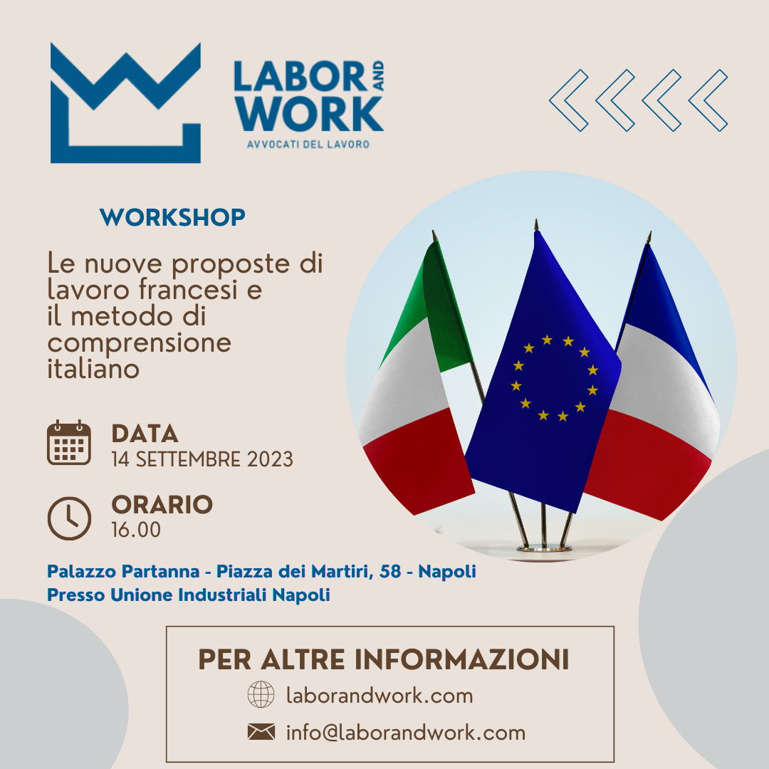 Workshop nuove proposte di lavoro francesi metodo di comprensione italiano Labor & Work